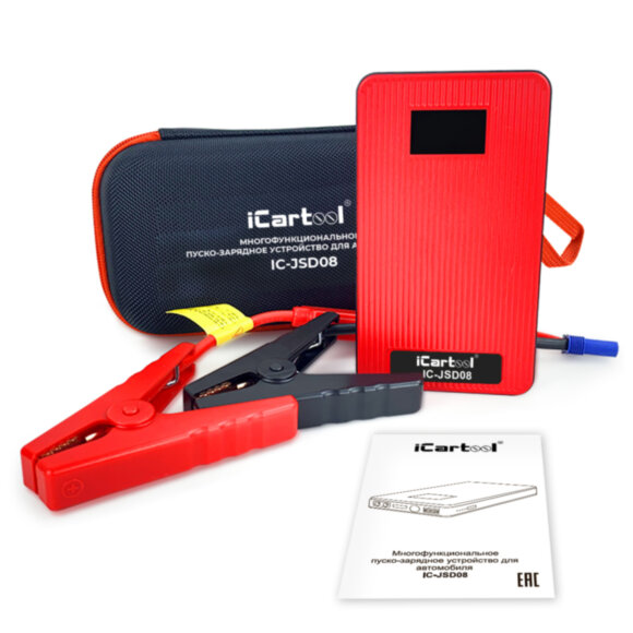 Пуско-зарядное устройство 12В, 8 000 мАч, 200/400А iCartool IC-JSD08