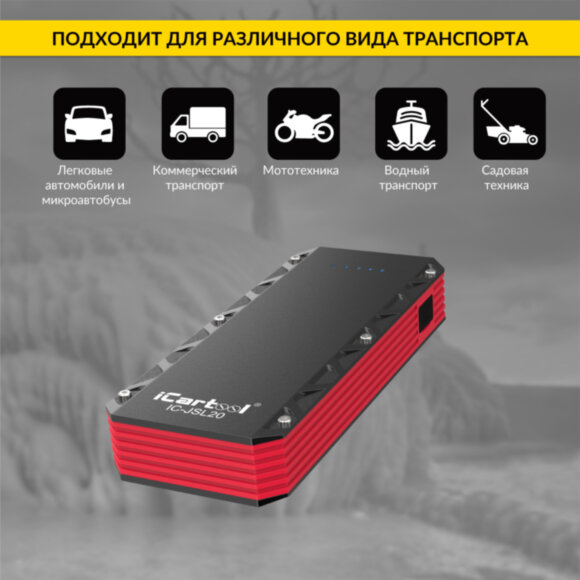 Пусковое устройство 12В, 20 000 мАч, 1000/2000А iCartool IC-JSL20