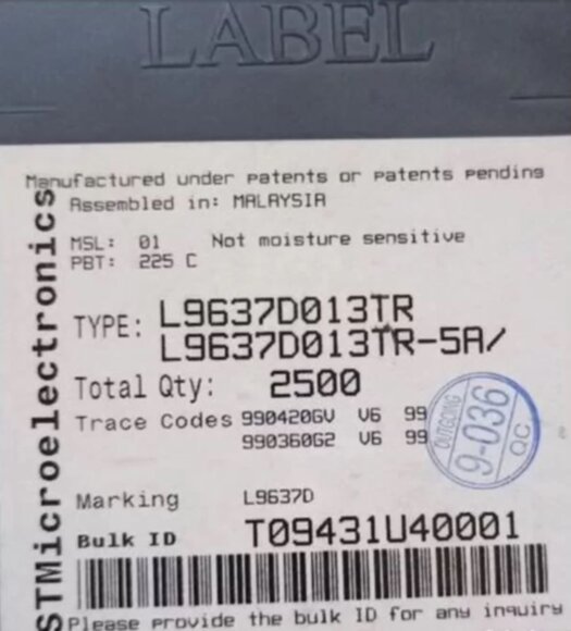 Микросхемы STM L9637D soic-8 (драйверы ISO9141) 