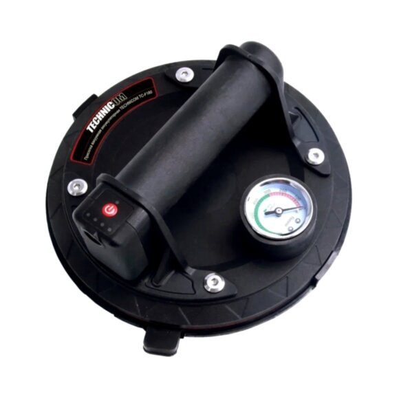 Присоска вакуумная аккумуляторная TECHNICOM TC-F180 для пористых поверхностей, 900 мАч, нагрузка 160кг, чаша 200мм, для гладкой и пористой поверхности